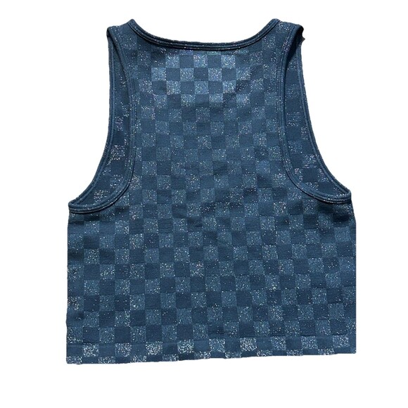 Aéropostale Seriously Soft Seamless Crop Tank Top XS Black Glitter Checkered - Picture 3 of 3